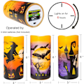 Miniatyrbilde 6 av 6: Halloween-lys uten flamme, LED-blinkende med 6 timers timer og gresskar-klistremerker, skummel Halloween-festival med 3 (D 7,6 cm x H 10,16 cm (5 tommer) 5 tommer 6 tommer)