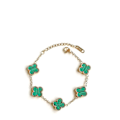 Miniatyrbillede 1 af 2: Firkløver Armbånd 18k Forgyldt Rustfrit Stål Dobbeltsidet Eftermarked green