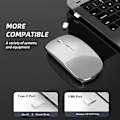 Miniatyrbillede 2 af 5: Trådløs mus genopladelig bærbar lydløs trådløs mus USB og Type-C dobbelt tilstand trådløs mus 3 justerbar DPI til bærbar Mac PC