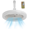 Miniatyrbillede 1 af 4: Loftlampe med lys og fjernbetjening, lydløs loftsventilator med timer, soveværelse med lys, stikkontakt, bærbar vægventilator white