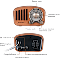 Miniatyrbild 4 av 5: Bärbar radio Bluetooth-högtalare Handgjord Retro trä blå
