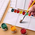 Miniatyrbillede 5 af 5: 2-pak Sammenklappelige Paletter, 25-rums Rektangulær Plastpalette, Bærbar Blandingspalettebakke med Tommelfingerhuller