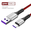 Pikkukuva 1 / 7: 5A USB-C Nopea Lataus Datakaapeli USB-A Micro USB Type-C Puhelimen Latauskaapeli 0,3/1/1,5m Nylon Kaapeli Xiaomi Huawei Punainen Type-C Kaapeli Red Type C Cable 1.5m
