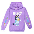 Miniatyrbild 1 av 2: Bingo Bluey Hoodie med tecknad tryck för barn casual tröja Lila Purple 7-8 Years