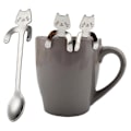 Miniatyrbillede 2 af 5: 5 x Cartoon Cat Langskaftet Suppe Rustfrit Stål Dessert Kage Kaffe Ske Bestik
