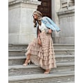 Miniatyrbilde 3 av 7: Lang Maxi Tulle Skjørt Kvinner A Linje Ruffle Mesh Høy Midje Skjørt Underskjørt Khaki Khaki M
