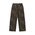 Miniatyrbillede 1 af 5: Brun Leopard Jeans Dame Jeans Bukser Dame Oversize Bukser med brede ben leopard print leopard print 2XL