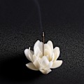 Miniatyrbillede 5 af 5: Hvid Lotus Røgelseholder Keramisk Røgelsebrænder Blomsterpind til