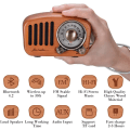 Miniatyrbild 2 av 5: Bärbar radio Bluetooth-högtalare Handgjord Retro trä blå