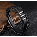 Miniatyrbild 4 av 5: Svart läderarmband för män - Present till män 23cm[qb]