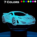 Miniatyrbild 2 av 8: 1 Set 3D Tredimensionell Nattlampa, Bil Sänglampa, Akrylplatta Bordslampa, LED Varm Vit Warm Color