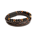 Miniatyrbillede 1 af 5: Premium Læderperle Armbånd Mænd Graveret Inspirerende Justerbar