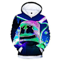 Miniatyrbild 2 av 2: Kids Marshmello Neon Dj 3d-tryckt Hoodies Sweatshirt Coat Pullover Blå Blue 170cm(11-12Years)