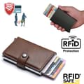 Brun RFID-skyddad Plånbok Korthållare 5 kort (Äkta Läder) Brown Brun