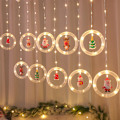 Miniatyrbillede 1 af 5: Nye Juledekorative LED-lys Cirkel Læderledning Gardinlys Juletræ Hængende Stemningsfulde Farvede Lys Isstribe Lys
