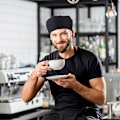 Miniatyrbilde 4 av 5: 2-delt unisex kokkehatt matservering svart kokkehatt justerbar
