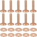 10 set kopparnitar och brickor, 10x3,3x21mm solida kopparnitfästen för läder DIY hantverksmaterial, kopparton