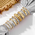 Miniatyrbillede 4 af 5: 9-pak Ringe - Blanke, Matte & Forskellige Mønstre gold