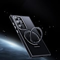 Miniatyrbillede 4 af 5: Til Samsung Galaxy S23 Ultra Tpu+Akryl Mat Telefon Cover Roterbart Støtteben Kompatibelt med Magsafe[qb] Black