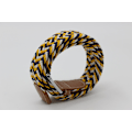 Miniatyrbild 3 av 5: 41 * 1,3 tum Unisex Elastisk Flätad Stretch Bälte Casual Herr Dam Midjebälte med PU Läder Spänne Gul Blå V yellow blue white