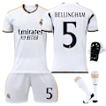 Miniatyrbild 1 av 2: Real Madrid Bellingham Nr 5 Tröja Set Tränings T-shirt Kostym för Barn Vuxna Säsong 23-24 Vit Set B 2 Vit Set B White Set B Size 18