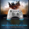 Pikkukuva 6 / 7: PC-johdinohjain, peliohjain 360:lle kaksoisvärinällä, Turbo-yhteensopiva Xbox 360/360 Slim ja PC Windows 7,8,10,11 (Valkoinen) White