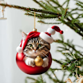 Miniatyrbilde 4 av 5: Julekatt-anheng, 10 stk 2D akryl julekatt hengende dekor akryl juletrepynt julegave