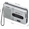 Miniatyrbild 2 av 5: Bärbar radio liten radio silver FM/AM (MW), extra stort ratt, miniradio med inbyggd högtalare, batteridriven