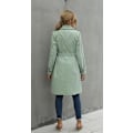 Miniatyrbillede 5 af 5: Loalirando - Trenchcoat Dobbeltbrystet Klassisk Lang Jakke Vindtæt Efterår Forår Frakke green M