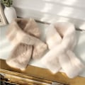 Miniatyrbilde 3 av 4: Kunstig pels skjerf for kvinner (grå), 90 cm kunstig pels skjerf damer sjal vinter