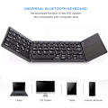 Miniatyrbild 5 av 5: Tri-Fold Bluetooth-tangentbord, Bluetooth bärbart minitangentbord med styrplatta mus-svart
