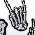 Miniatyrbillede 3 af 5: 5 stk. Skalle Midtfinger Skelet Spøgelse Broderet Patch Stryges på Sy på Patch Punk rock oprør uovervindelig