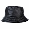 Miniatyrbild 1 av 5: Unisex Trendig Bucket Hat i PU-Läder Regnhatt Vattentät (Svart) Black