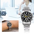 Miniatyrbillede 7 af 8: Herreur Analog Ur Rustfrit Stål Rem Alloy Urkasse Armbåndsur (Sort) 0.1