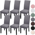 Miniatyrbilde 1 av 5: 4-pak trekk Stretch Avtagbare vaskbare spisestuebl Leaves-dark Gray 6