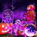 Miniatyrbilde 4 av 9: PhilzOps Halloween Dekorasjonslysstreng, 20m 200 LED Lilla Oransje Høstlysstrenger Strøm 8 Moduser Purple