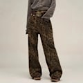 Miniatyrbilde 6 av 8: Brun leopard jeans - Dame denim bukser - Vide benklær - Leopard print leopard print L