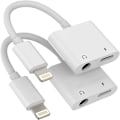 Pikkukuva 1 / 5: Lightning 3,5 mm:n jakajakaapeli 2-in-1 (2-pakkaus) Latausäänikaapeliliitin iPhone AUX-sovitin kuulokeliitäntään Dongle-kaapeli