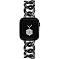 Pikkukuva 1 / 5: 38/40/41/mm 42/44/45mm Naisten kulta Klassinen ketju Älykello ranneke Yhteensopiva Apple Watch Series Band 9/8/7/SE/6/5 Tyylikäs Vaihdettava hihna MUSTA BLACK 42/44/45/49MM