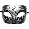 Miniatyrbild 4 av 5: Par av Maskerad Mask Metall Järn Fjäril Bal Mask (Silver Svart) 2 Sty Silver black