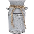 Miniatyrbild 1 av 5: Metallisk Shabby Chic Grå Kannavase Blomvas med Hjärtformad Design för Vardagsrum Bröllop Trädgård Kontor Juldekoration