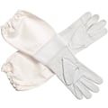 Miniatyrbilde 2 av 4: Bienehold Premium Geiteskinnshansker for birøktere med hvit ventilasjon Langt lerretsermer med elastisk mansjett (XL) XL