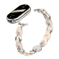Miniatyrbild 4 av 5: För Xiaomi Smart Band 8 Magnetiskt klockarmband Äkta koläder+Aluminiumlegering Kedjearmband Starlight