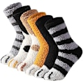 Miniatyrbild 2 av 5: 6 Par Söta Kattpåtassar Strumpor Kvinnor Vinter Fuzzy Cozy Plush Slip