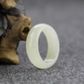 Miniatyrbilde 2 av 5: Ekte naturlig hvit jade ring for menn og kvinner, fint smykke Xinjiang Hetian Suet Jades Stone par gifteringer gaver for D Inner diameter 18mm