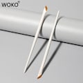 Miniatyrbilde 5 av 5: Oppgrader blad eyeliner børste ultra tynn fin vinkel flat øyenbryn børste under øye sminke børster presis detalj børste v white Eyeliner 3pcs