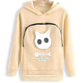 Miniatyrbillede 4 af 5: Sweatshirt til katteelskere - Kænguru-hættetrøje med hundepoter - Trøje med lomme til kæledyr - Dyreører - Hættetrøje i abrikosfarve Apricot M