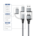 Miniatyrbilde 2 av 5: USB C Multi Hurtiglading Kabel PD 3A Data Synkronisering Nylon Flettet Ledning USB A/C til Type C/Micro/iPhone Adapter QC Hurtiglading Kompatibel med iPhone Lap