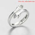 Miniatyrbild 4 av 5: 925 sterling silver smycken kärlek kram ring retro mode tidvatten fl Silver en storlek Silver