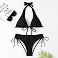 Miniatyrbillede 2 af 4: Svømmedragt Strappy Bikini - Strandtøj sort black M